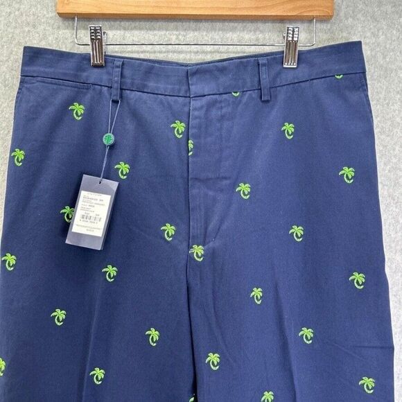 NWT Mens Lilly Pulitzer Palm Beach Size 36 x 32 Phipps Pants Navy Blue Palm Tree - Picture 2 of 14